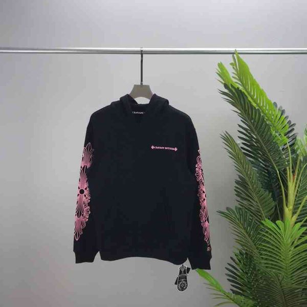 

new winter autumn ch and crowe hoodie men's pullover cross sanskrit printing trendy brand for men and women, Black