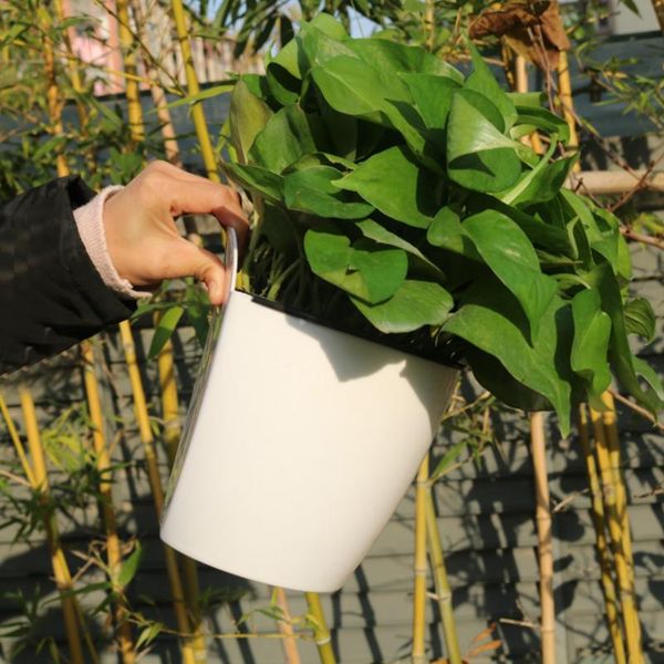 

wall-mounted flowerpot self watering flower pot wall hanging plastic planter durable home garden balcony with hook planters & pots