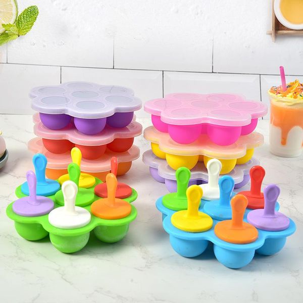 

creative silicone ice cream mold children's mini popsicle household kitchen diy with cover baby box baking moulds