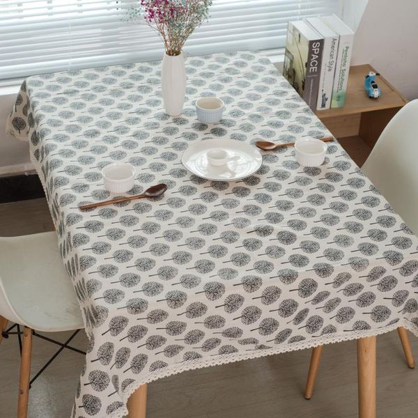 

table cloth lanke cotton linen printing tablecloth with lace,home kitchen decoration dining cover tea