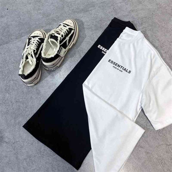 

2021 summer new fog fashion loose couple two-color printing t-shirt high street trend short sleeve gtess013, Black