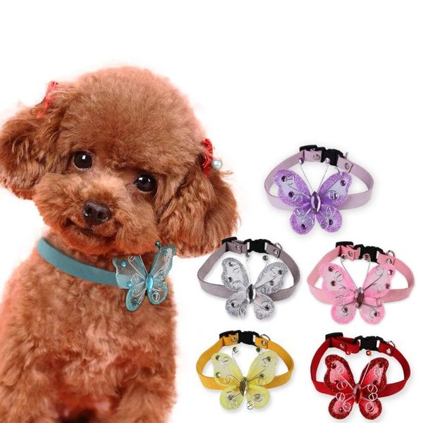 

adjustable pet necklace puppy kitty butterfly seat-belt buckle collar dog collars & leashes