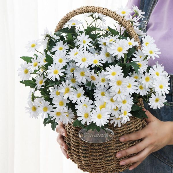 

head white daisy artificial flowers long branch bouquet for home wedding garden decoration diy bridal silk fake flower decorative & wreaths