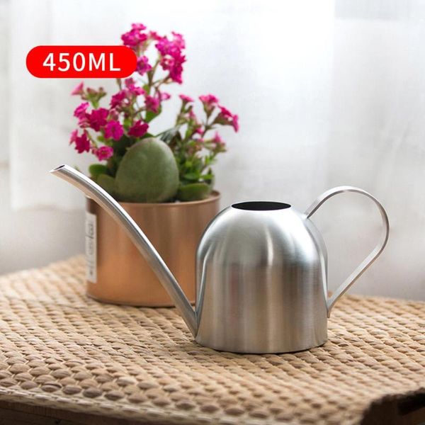 

watering equipments stainless steel can 450ml gardening plant pot bottle long spout small indoors kettle for home garden plants