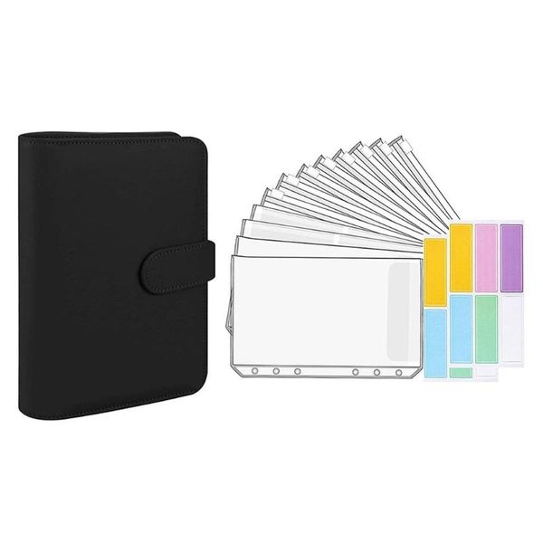 

storage bags a6 loose-leaf notepad binder pocket zipper bag macaron notebook leather pu book cash budget handbook
