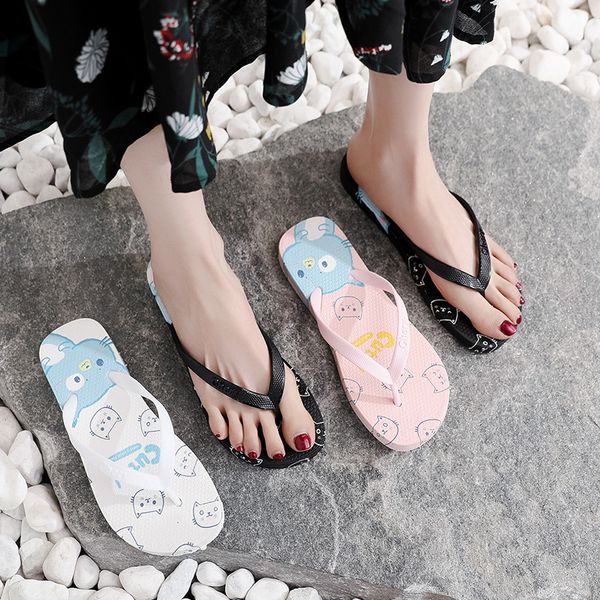 

luxury slippers cartoon flip flops for women, Black