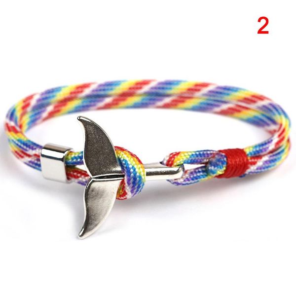 

men women camping bracelet fish tail shaped nylon rope chain male wrist bands anchor fixed design endq charm bracelets, Golden;silver