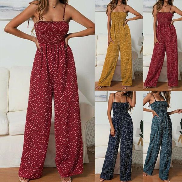 

women's jumpsuits & rompers sleeveless backless jumpsuit for women strappy holiday playsuit romper ladies summer beach polka dot, Black;white