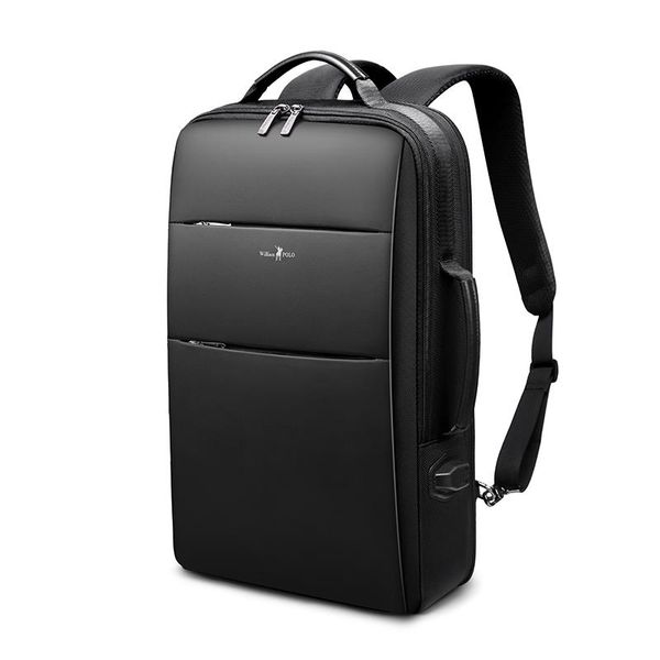 

waterproof leather backpack lapbag's men's business bag black ultralight