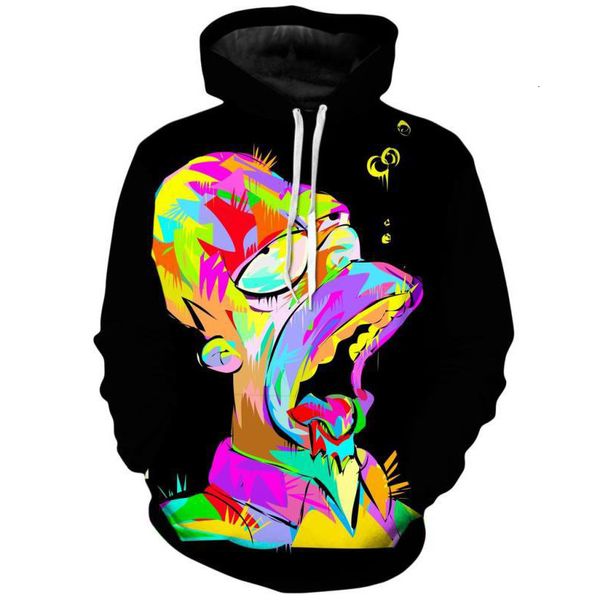

2021 simpsons 3d digital print pullover hoodie men's sweater, Black