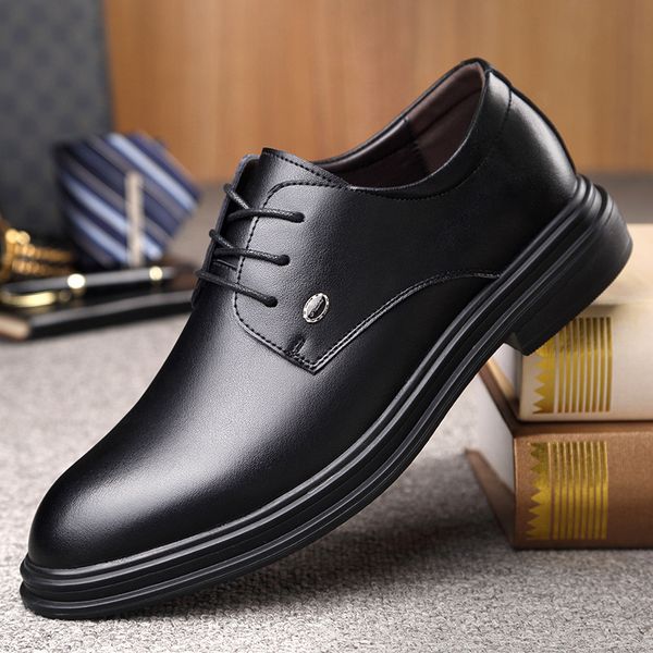 

2021 formal leather sho men's busins british lace up boutique casual single, Black