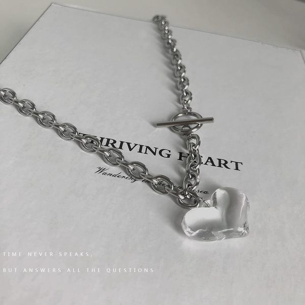 

pendant necklaces necklace women heart woman chain simple jewelry silver color trendy zinc alloy sweet metal naszyjnik