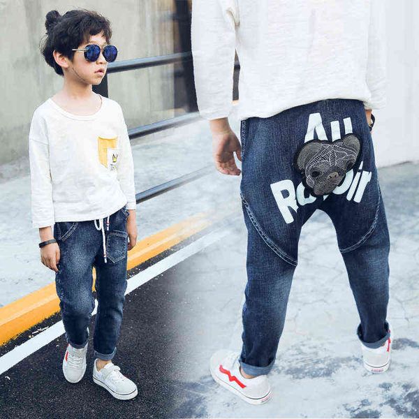 

boys pants 2020 new autumn kids clothing big boys jeans doll cotton trousers baby children harem roupas infantis menina leggings g1220, Blue