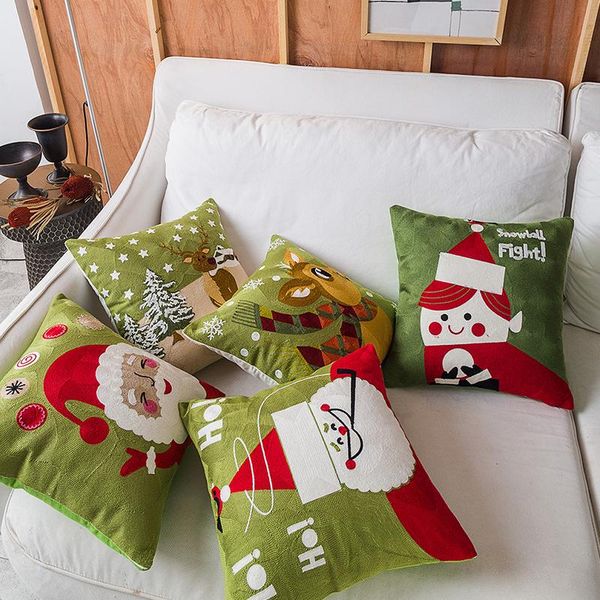 

pillow case 1pc christmas cushion cover 45*45cm pillowcase sofa decorative for home santa claus deer pillows xmas ornaments e