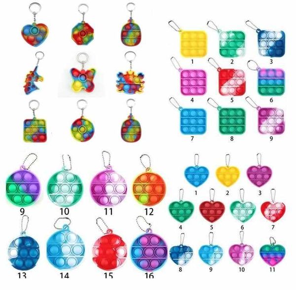 

dhl 3-7 days delivery fidget toys its key chain favor designer dinosaur car square push poo bubble cartoon dimple rainbow toy keychain stres