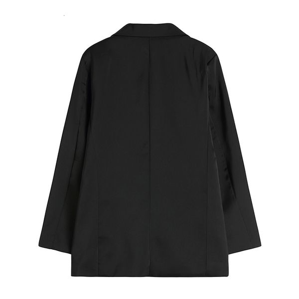 

women's leather & faux england blazer female jacket streetwear single-breasted chic color contrast heart long casual autumn ztcx, Black