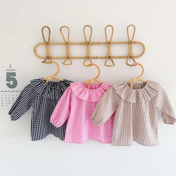 

classic plaid baby girls blouses kids spring shirts for 0-3y children's shirt baby clothes shirts for kids girls clothing 210413, White