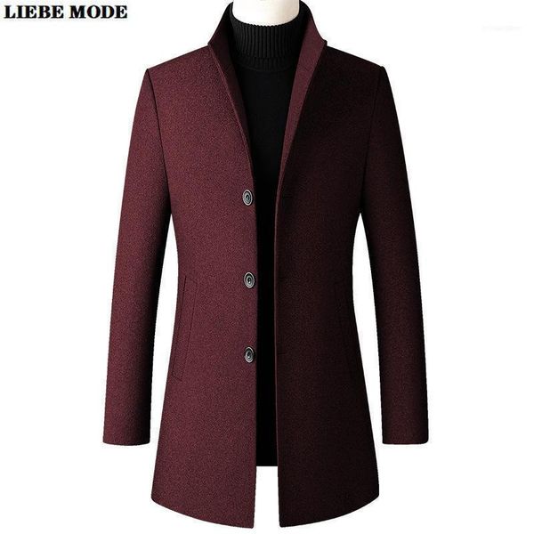 

men's wool & blends mens black red grey navy blue business casual winter 30% overcoat men plus size woolen long trench coat for men1