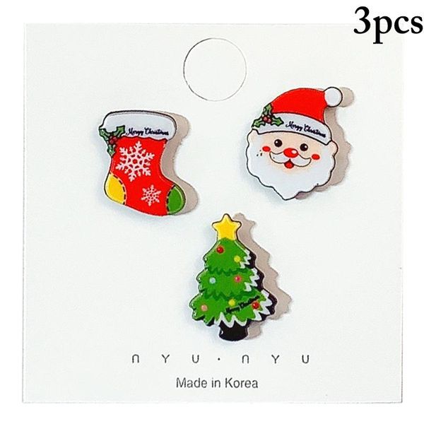 

pins, brooches 3pcs christmas brooch pin cute cartoon santa hat sock tree elk snowman holiday for women girls jewellery gift, Gray