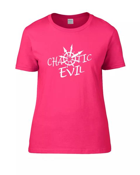 

chaotic evil- what's your alignment- women's t-shirt, White;black