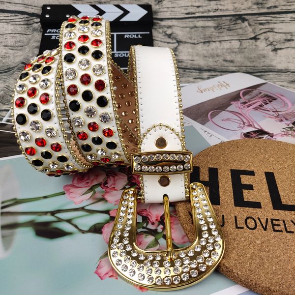 

4.0cm fashion bb simon rhinestone belt with bling rhinestones for mens women designer belts as christmas birthday gift, Black;brown