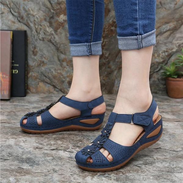 

summer women sandals soft bottom round head slippers shoes wedge fashion comfortable slipper heel woman, Black