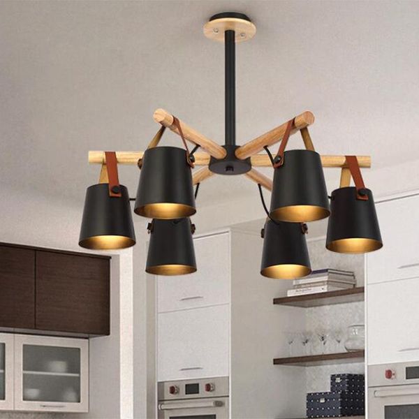 

nordic chandelier e27 led wooden creative designer loft for kitchen living room bedroom black chandeliers