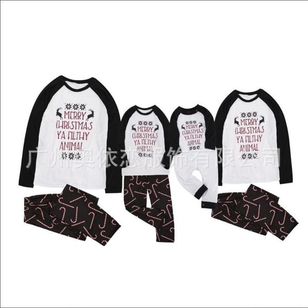 

family matching outfits parent-child outfit christmas letter printing long sleeve round collar sleepwear/jumpsuit for mother/father/baby/chi, Blue
