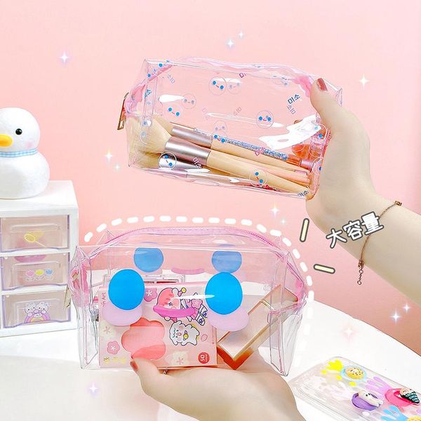

cosmetic bags & cases cute pencil case transparent bag waterproof makeup school supplies kawaii storage stationery cherry pouch 137
