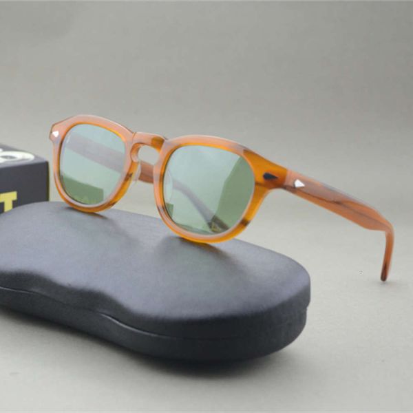 

depp johnny polarized green lens men women brand vintage acetate frame driving sunglasses with box sq18, Black