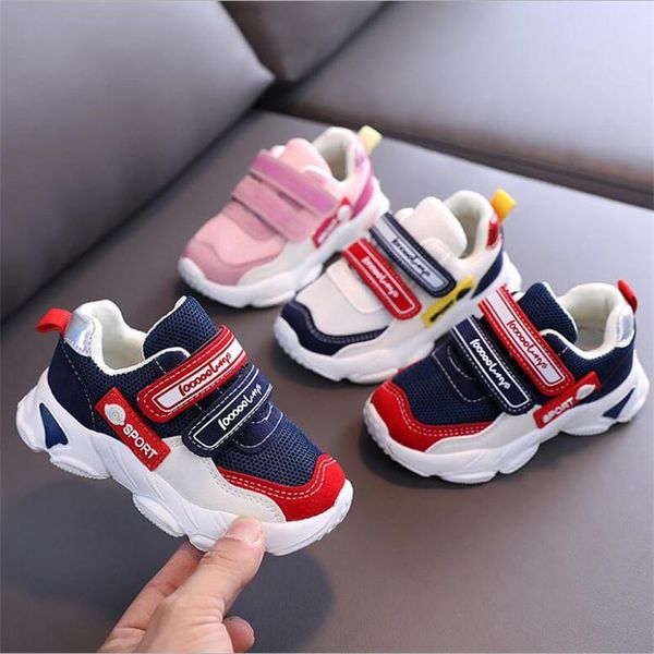 

athletic & outdoor children's sports shoes spring and autumn style boys' breathable mesh girls' soft sole antiskid casual, Black