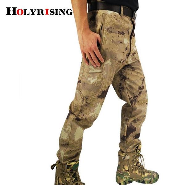 

men's pants holyrisingtactical cargo men joggers combat army military pant cotton camo pockets stretch flexible casual sweatpant 19153, Black