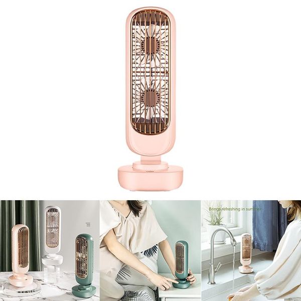 

electric fans two-blade tower fan, deskquiet large capacity vertical usb rechargeable small fan for office, bedroom