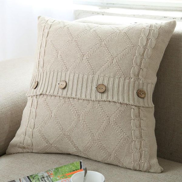 

cushion/decorative pillow cushion cover retro style knitted wool case button sofa waits bedroom decorative pillows capa square throw cover33