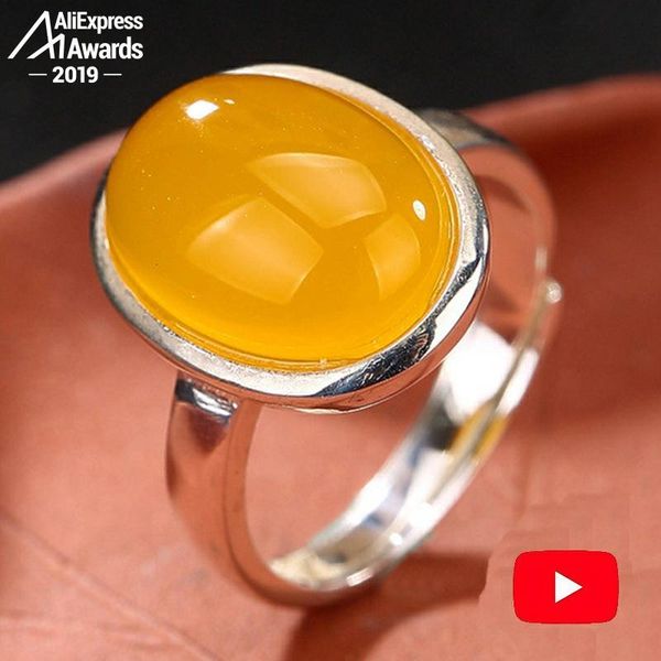

cluster rings 6.18 sale s925 sterling silver israel amber exaggerated health rich lithuania retro chalcedony, Golden;silver