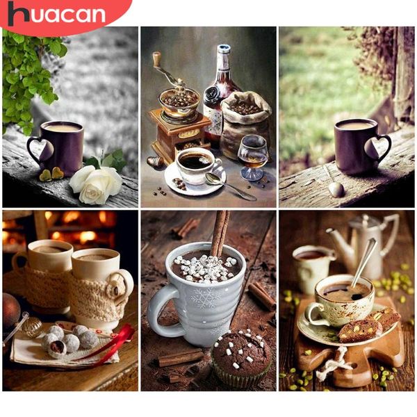 

diamond painting huacan diy coffee mosaic cup rhinestone of picture cross stitch full square home decoration