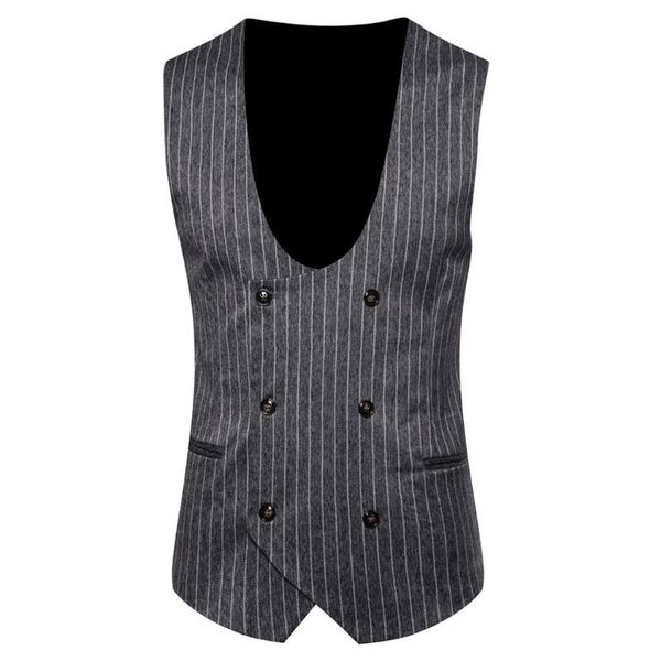 

men's vests 2021 mens classic suit vest winter striped double-breasted wedding waistcoat formal business sleeveless jacket d90826, Black;white