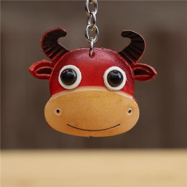 

bag parts & accessories cowhide creative handmade calf pendant ornaments car keychain zodiac souvenir cute doll gift, Black