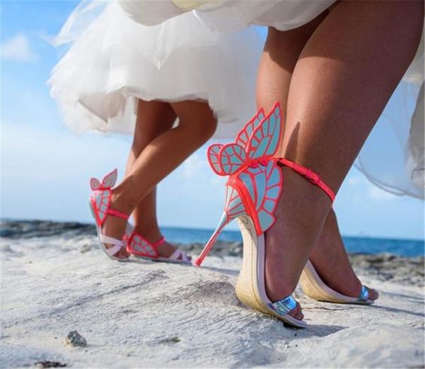 

classic shoes woman butterfly sandals metallic mirror leather ankle wrap high heels women wedding plus size 42, Black