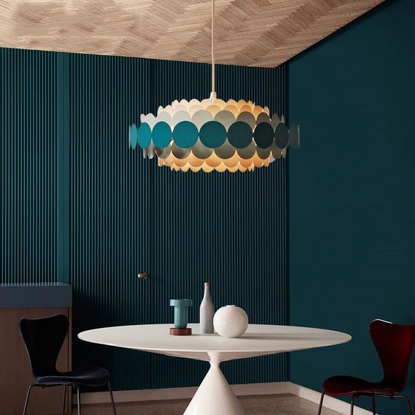 

pendant lamps metal led chandelier lighting white blue red corridor living room decorative
