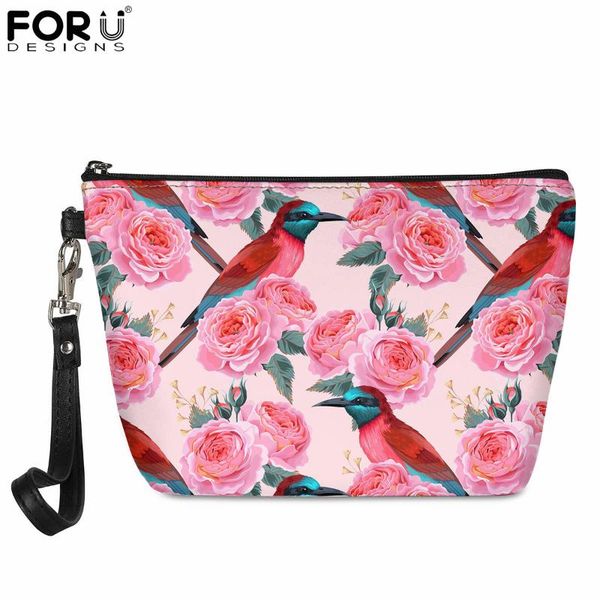 

cosmetic bags & cases forudesigns hummingbird and roses pattern makeup with multicolor cosmetics pouch travel ladies women bag