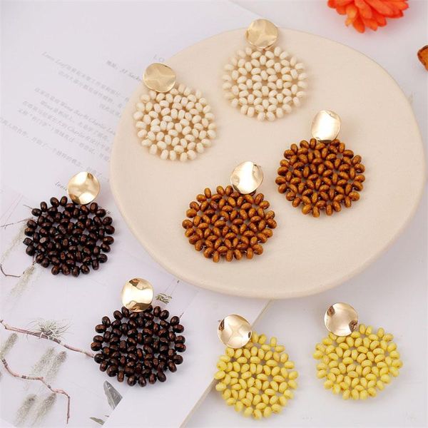 

dangle & chandelier bohemian female natural wood beaded drop earrings for women 2021 fashion boho round geometric earring party jewelry gift, Silver