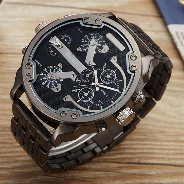 Oulm Große Große Uhren Männer Einzigartige Designer Quarzuhr Männlich Schwere Edelstahl Armband Handgelenk Herren Armbanduhren289F