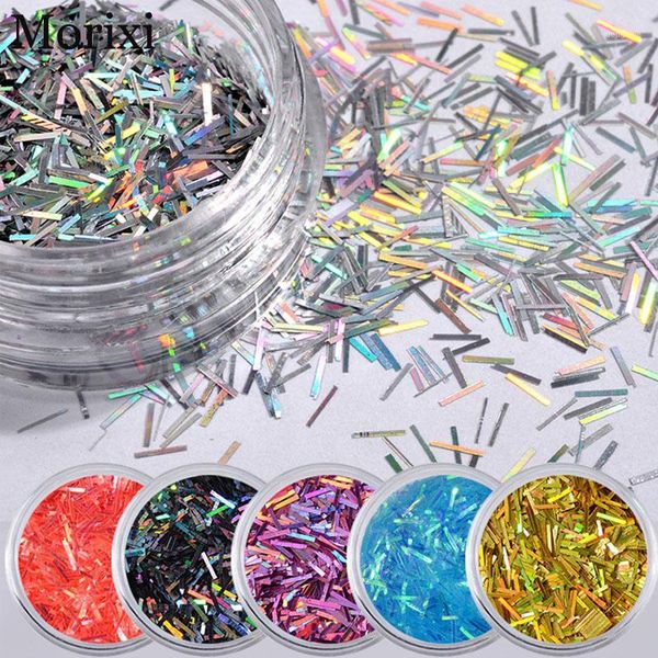 

nail glitter strip sequins 6 colors rose gold chameleon mirror glitters powder for polish decoration mz0221, Silver;gold