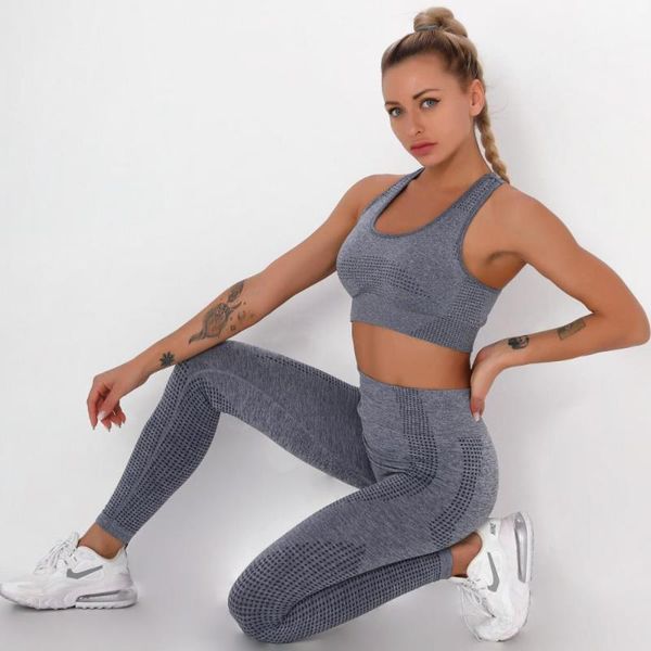 

yoga outfit high waist sports gym set women seamless leggings bra push up fitness for clothes tights sportswear