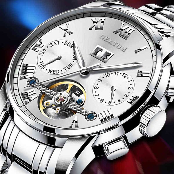 

necklace new 2021 mechanical watches men automatic luxury famous brand casual fashion waterproof rustless, Slivery;brown