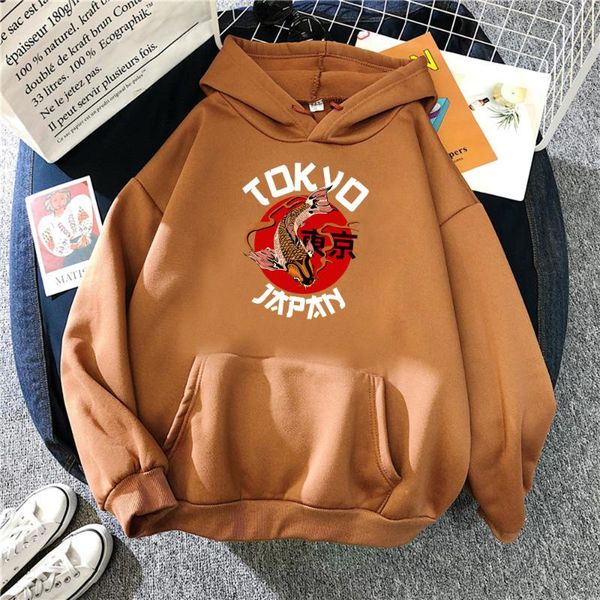 

men's hoodies & sweatshirts comfortable casual streetwear tokyo koi fish cool printing men hoodie warm brand oversized winter hoody, Black