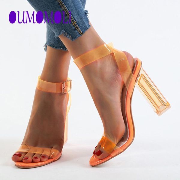 

dress shoes 2021 candy colors pvc women's sandals open toe pumps summer high heels ankle strap q355, Black