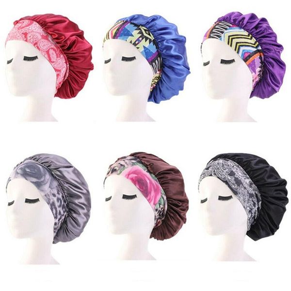 

beanie/skull caps women's satin solid wide-brimmed sleeping hat night sleep cap hair care bonnet nightcap for women men unisex, Blue;gray
