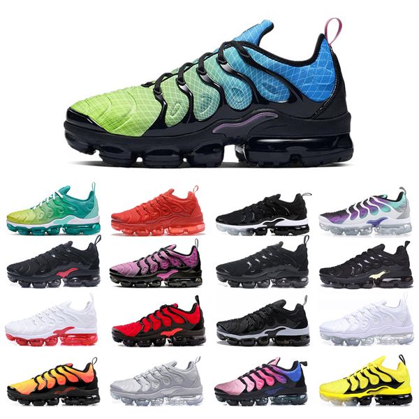 

plus running shoes for men women sport white black sunset lime red shark tooth aurora green blue fury grey hyper violet bumblebee gold bred
